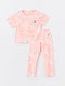 Crew Neck Tie-Dye Patterned Short Sleeve Girls' Pajamas Set